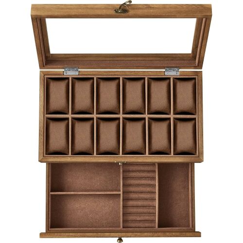 12 rekeszes óratartó doboz rusztikus dió színben 146641252