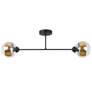 ASTURIA FEKETE MENNYEZETI LÁMPA 2 LAPOS ARANY SZÍNŰ LÁMPÁVAL E27