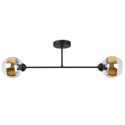 ASTURIA FEKETE MENNYEZETI LÁMPA 2 LAPOS ARANY SZÍNŰ LÁMPÁVAL E27 146644674