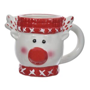 Weihnachtstasse, 3D, Rentier mit roter Nase, Keramik, 360 ml 146646176 - Tassen