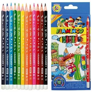 12 színű flamingó háromszög alakú zsírkréta. 146648700 - Toll & Ceruza