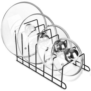 Fekete fém fedél és tányértartó