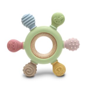 Lorelli Kormánykerék szilikon és bükkfa rágóka - Fresh Green 146649599 - Rágóka, csörgő