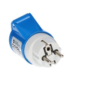 Camping adapter, 230V Uni-Schuko dugó, ipari aljzat 16A/3P, OPAL KAMPER
