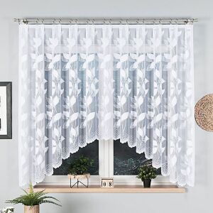 MARTYNA - Készre varrt jacquard függöny alul kivágással - 320x160 cm - fehér 146651530 - Függöny