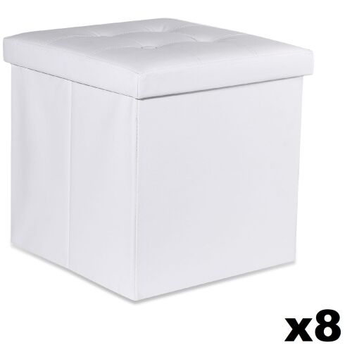 Összecsukható puff L gombokkal - 38x38x38cm fehér műbőr x 8 146651705
