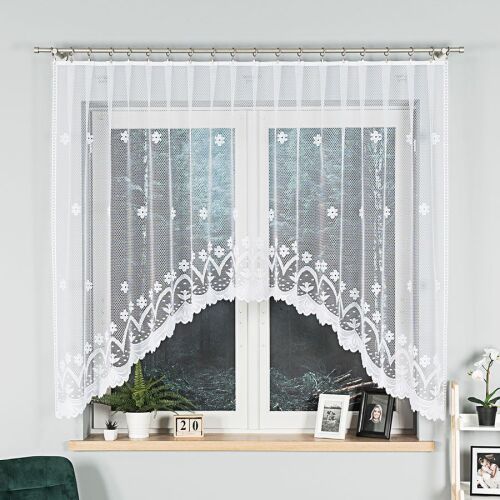 FLORENTYNA - Készre varrt jacquard függöny alul kivágással - 330x140 cm - fehér 146652115