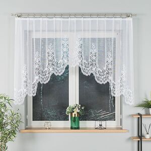 BERENIKA - Készre varrt jacquard függöny alul kivágással - 330x120 cm - fehér 146652690 - Függöny