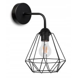 ELEGÁNS RETRO FALI LÁMPA DRÓTOS FEKETE LOFT