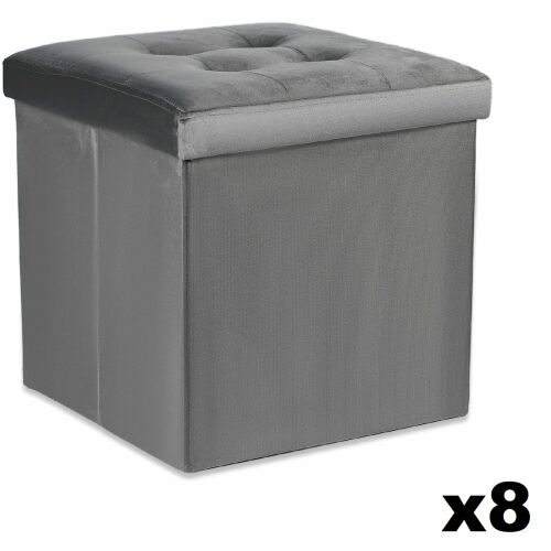 Összecsukható puff L gombokkal - 38x38x38cm bársony szürke x 8 146654327