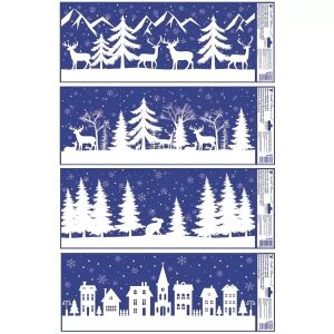 Winterlandschaft glänzender Fenstersticker - 60 x 23 cm, verschiedene Designs 146654973 - Fensteraufkleber