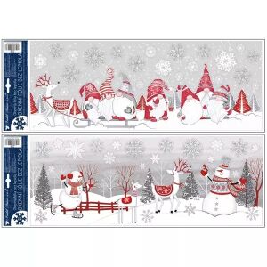 Błyszcząca naklejka na okno z motywem elfa i bałwana - 60 x 23 cm, różne rodzaje 146655015 - Projektowanie wnętrz