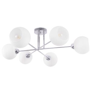 ASTURIA KRÓM MENNYEZETI LÁMPA, 6 LAPOS FEHÉR LÁMPABÚRÁVAL, E27 146655285 - Mennyezeti lámpa