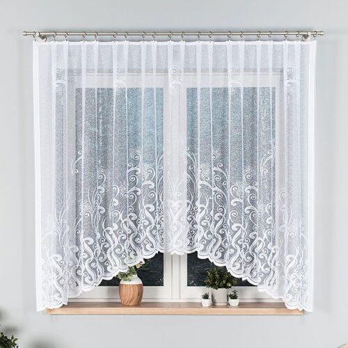 WANDA - Készre varrt jacquard függöny alul kivágással - 300x160 cm - fehér 146655392