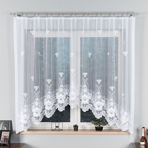 MATYLDA - Készre varrt jacquard függöny alul kivágással - 310x160 cm - fehér 146655942