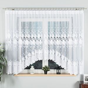 KASJANA - Készre varrt jacquard függöny alul kivágással - 400x160 cm - fehér 146655996 - Függöny