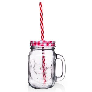 Üveg italosüveg fedéllel és szívószállal 450 ml 146656627 - Pohár