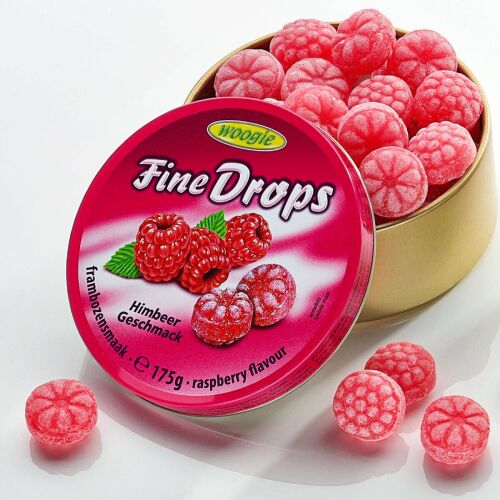 Woogie Fine Drops Málna Cukorka dobozban, 175g - Cukorka