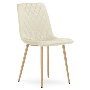 Krzesło TURIN - jasny beż aksamit / nogi kolor drewna x 1 146657682 - Étkező szék