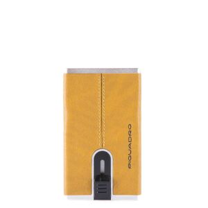 Piquadro, Blue Square, Leather Card Holder, For Back And Credit Cards, Yellow, Unisex 146658074 - Férfi pénztárca