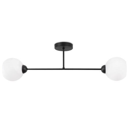 ASTURIA FEKETE MENNYEZETI LÁMPA, 2 LAPOS FEHÉR LÁMPABÚRÁVAL, E27 146658493