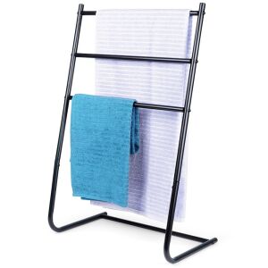 Fekete fémből készült álló törölközőtartó