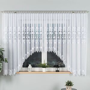ELŻBIETA - Készre varrt jacquard függöny alul kivágással - 600x160 cm - fehér 146663778 - Függöny