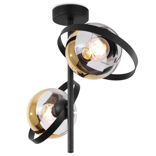 RONDA MENNYEZETI LÁMPA FEKETE 2 LAPOS ARANY LÁMPA E27 146665012