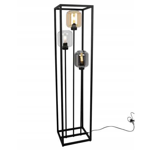 FEKETE LOFT ÁLLÓLÁMPA ÜVEGERNYŐKKEL