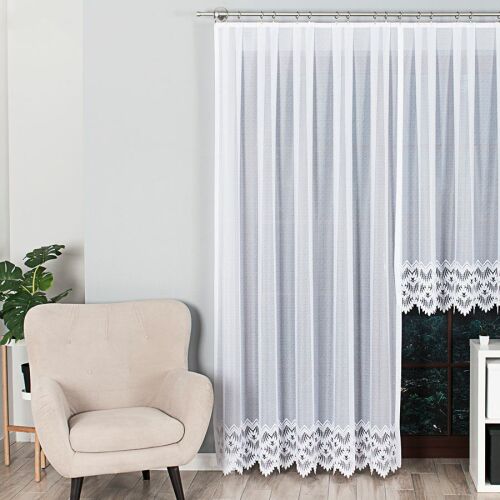 FELICJA - Készre varrt jacquard függöny egyenes szegéllyel - 200x250 cm - fehér 146667281