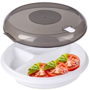 Mikrohullámú sütőben használható edény, osztott, 25 cm