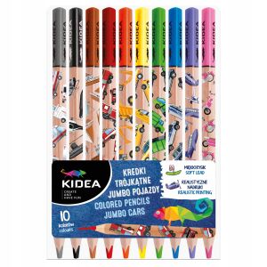 JUMBO HÁROMSZÖG KRÉTA JÁRMŰVEK 10 SZÍN KIDEA 3485 146672237 - Toll & Ceruza