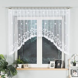 FLORENTYNA - Készre varrt jacquard függöny alul kivágással - 330x120 cm - fehér 146672363 - Függöny