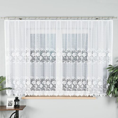 DEMETRIA - Készre varrt jacquard függöny egyenes szegéllyel - 400x160 cm - fehér 146675327