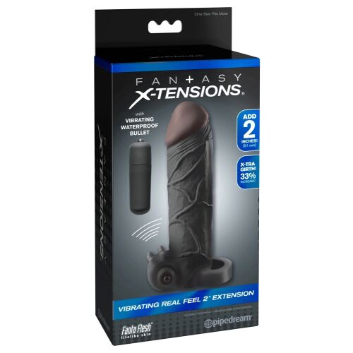 Fantasy X-Tensions - Vibráló Péniszhüvely 33%-kal Vastagabb +5,1 cm Hosszabb Fekete 146678998