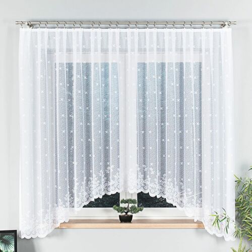 KAROLINA - Készre varrt jacquard függöny alul kivágással - 400x170 cm - fehér 146679749