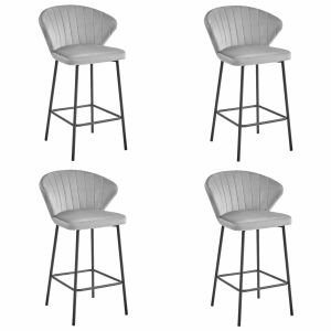 GATTA szék - ezüstszürke bársony / fekete lábak x 4