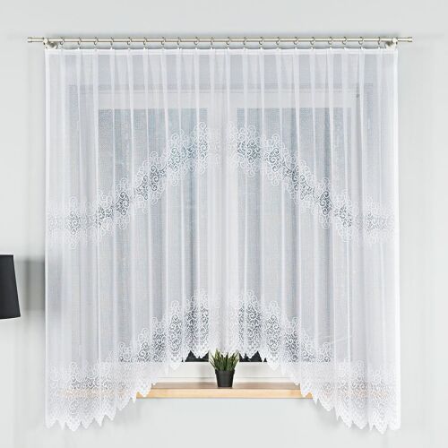 VIOLETTA - Készre varrt jacquard függöny alul kivágással - 300x180 cm - fehér 146680607