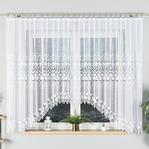 HERNANI - Készre varrt jacquard függöny alul kivágással - 410x160 cm - fehér 146681110