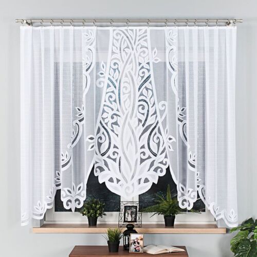 POLA - Készre varrt jacquard függöny alul kivágással - 300x160 cm - fehér 146681723