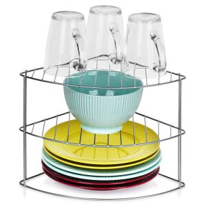 Szürke fém sarok konyhai polc 23x23x21,5 cm