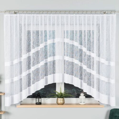 WIKTORIA - Készre varrt jacquard függöny alul kivágással - 410x160 cm - fehér 146683615