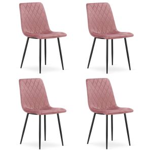 Krzesło TURIN - różowy aksamit / nogi czarne x 4 146685426 - Étkező szék