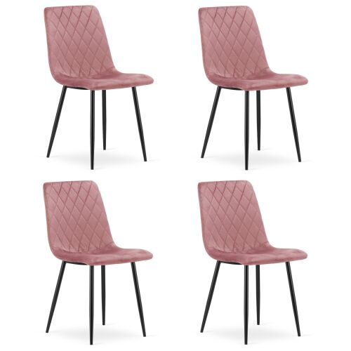 Krzesło TURIN - różowy aksamit / nogi czarne x 4 146685426