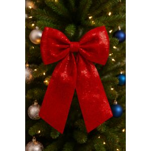 Fundita decorativa mare cu paiete pentru bradul de Craciun, 39x47 cm, rosu 146686755 - Decorațiuni pentru pomul de Crăciun