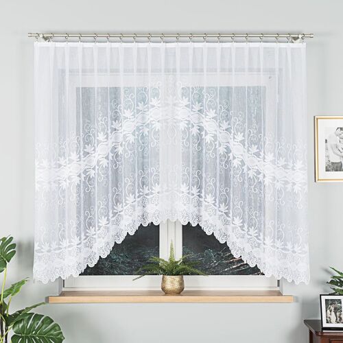 JOWITA - Készre varrt jacquard függöny alul kivágással - 300x150 cm - fehér 146687404