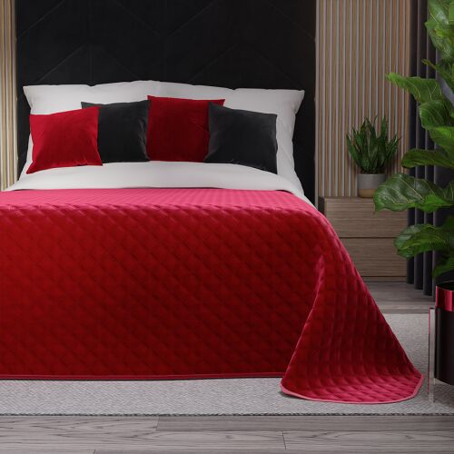 VELVI Ágytakaró 170x210cm - intenzív piros geometrikus mintával 146687430