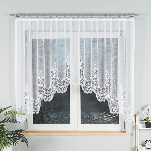 BERENIKA - Készre varrt jacquard függöny alul kivágással - 300x140 cm - fehér 146688597