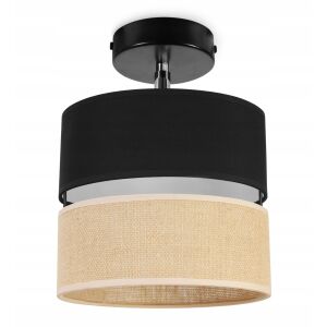 MENNYEZETI LÁMPA, FALI LÁMPA, JUTA LÁMPABÚRA, 20 CM, FEKETE