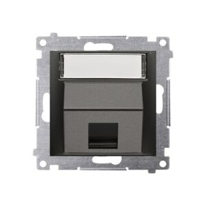 Egyszögű Keystone adataljzat fedél feliratozási mezővel (modul). Rögzítés karmokkal és csavarokkal, matt fekete, Simon54 146691052 - Keystone modul kiegészítő